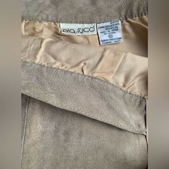 PIA RUCCI tan leather suede vintage skirt, beige size 12 - Picture 5 of 8